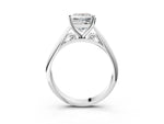 Silver Princess Cut Diamond Solitaire Engagement Ring with Cathedral Setting and Four-Prong Mount_9