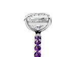 Silver Princess Cut Diamond Solitaire Ring with Round Amethyst Pavé Band and Prong Setting_17