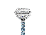 Silver Princess Cut Diamond Solitaire Ring with Round Aquamarine Pavé Band and Prong Setting_17