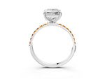 Silver Princess Cut Diamond Solitaire Ring with Round Citrine Pavé Band and Prong Setting_15