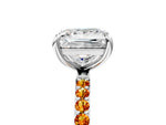 Silver Princess Cut Diamond Solitaire Ring with Round Citrine Pavé Band and Prong Setting_17