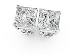 Silver Princess Cut Diamond Stud Earrings_7
