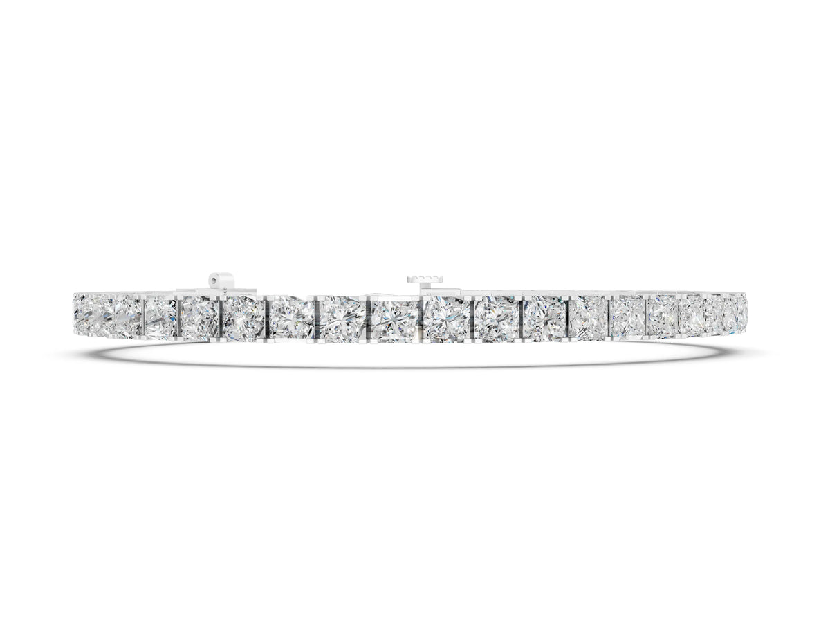 Silver Princess Cut Diamond Tennis Bracelet with Channel Setting_4