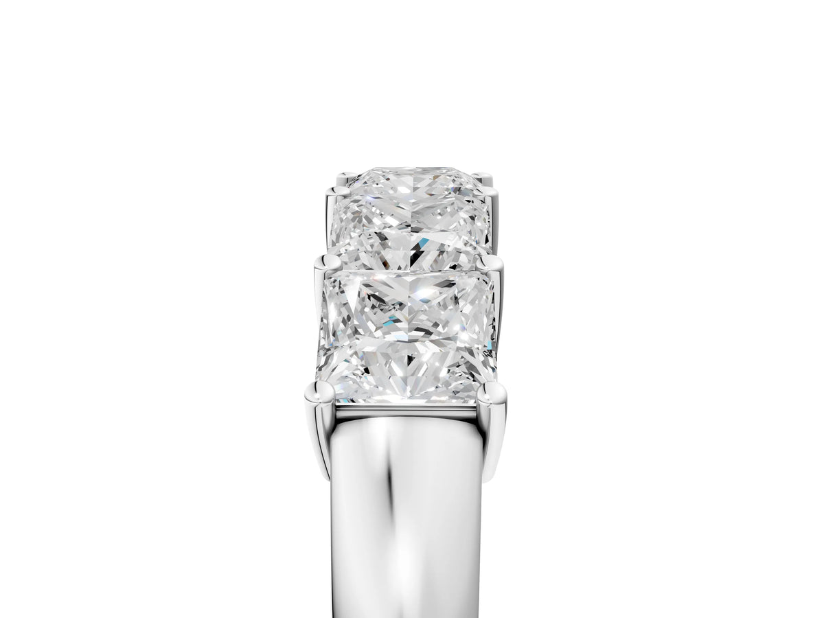Silver Princess Cut Five-Stone Diamond Band with Prong Setting_17