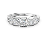 Silver Princess Cut Five-Stone Diamond Ring with Classic Prong Setting_12