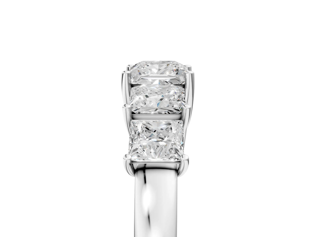 Silver Princess Cut Five-Stone Diamond Ring with Classic Prong Setting_17