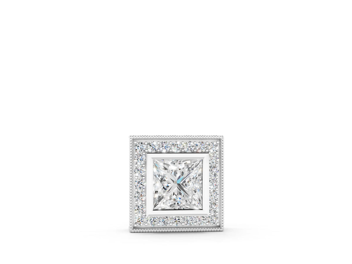 Silver Princess Cut Halo Bezel Pendant_2