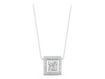 Silver Princess Cut Halo Bezel Pendant_3