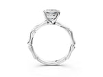 Silver Princess Cut Solitaire Diamond Ring with Bamboo Band and Four-Prong Setting_15
