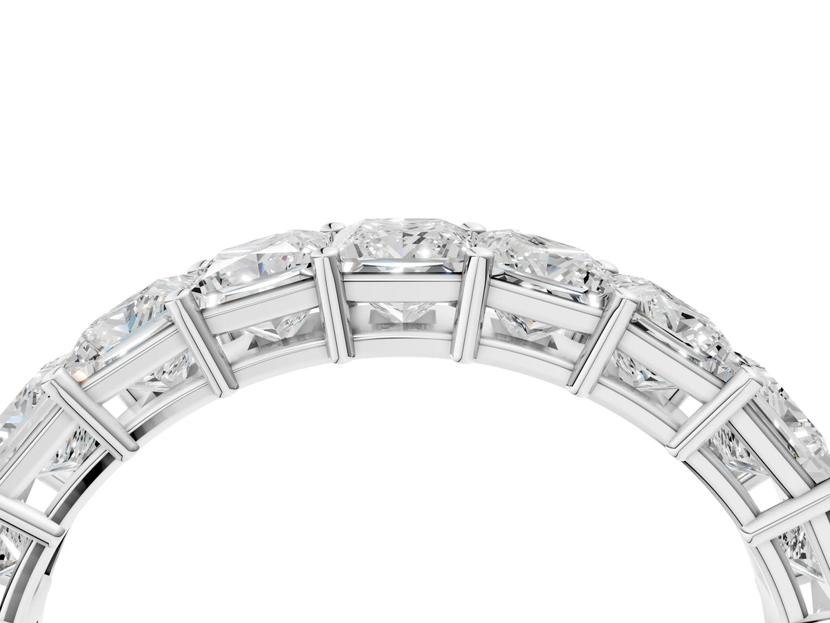 Silver Princess cut diamond Half Eternity Band with Shared Prong Setting_16