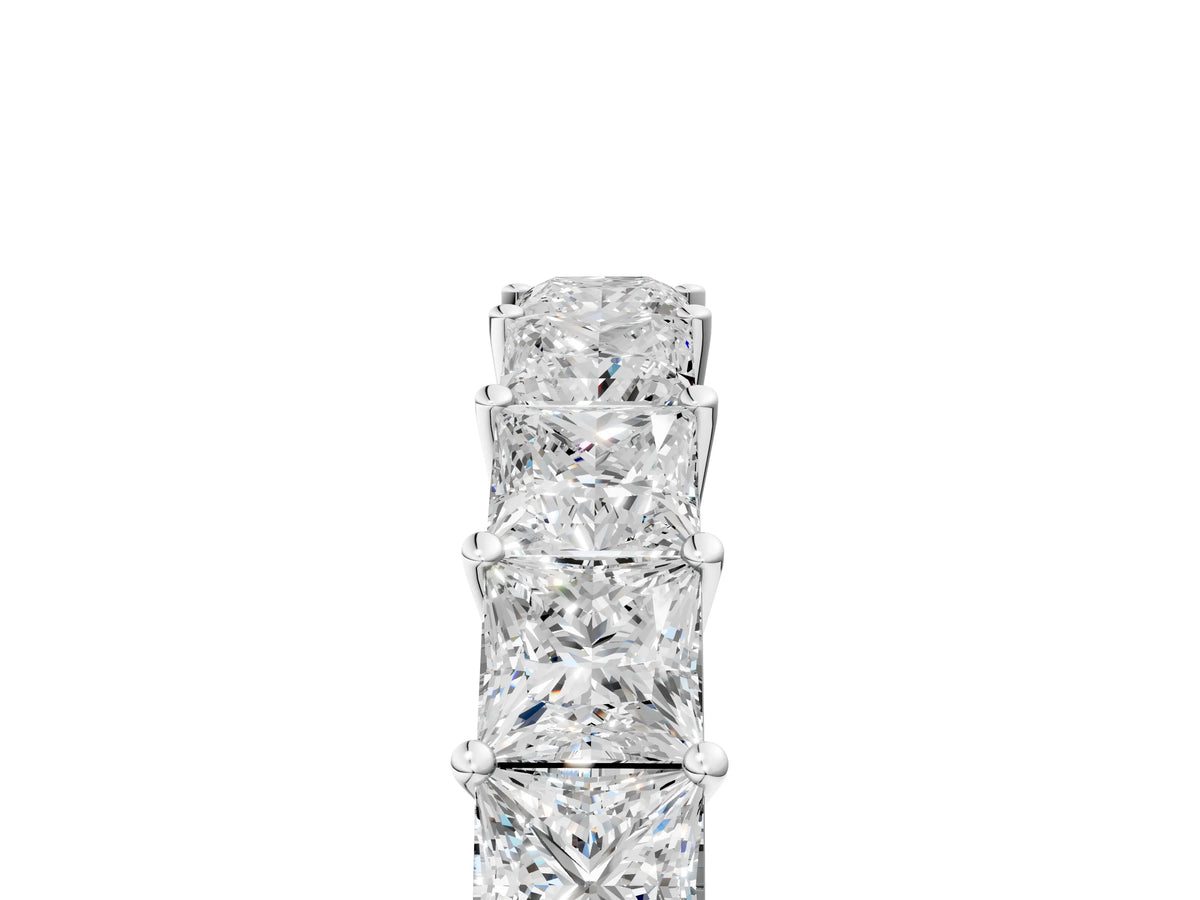 Silver Princess cut diamond Half Eternity Band with Shared Prong Setting_17