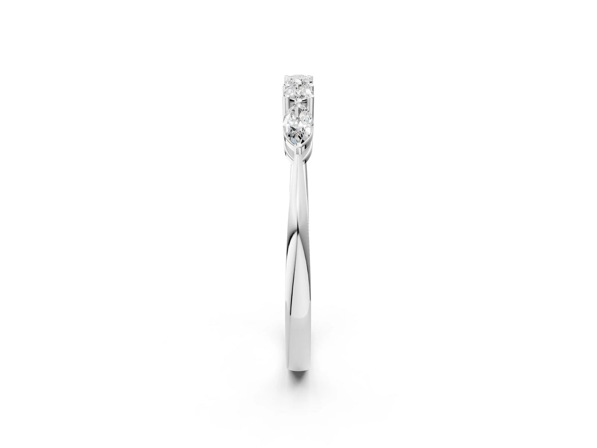 Silver Prong Set Round Diamond Half-Eternity Band_2