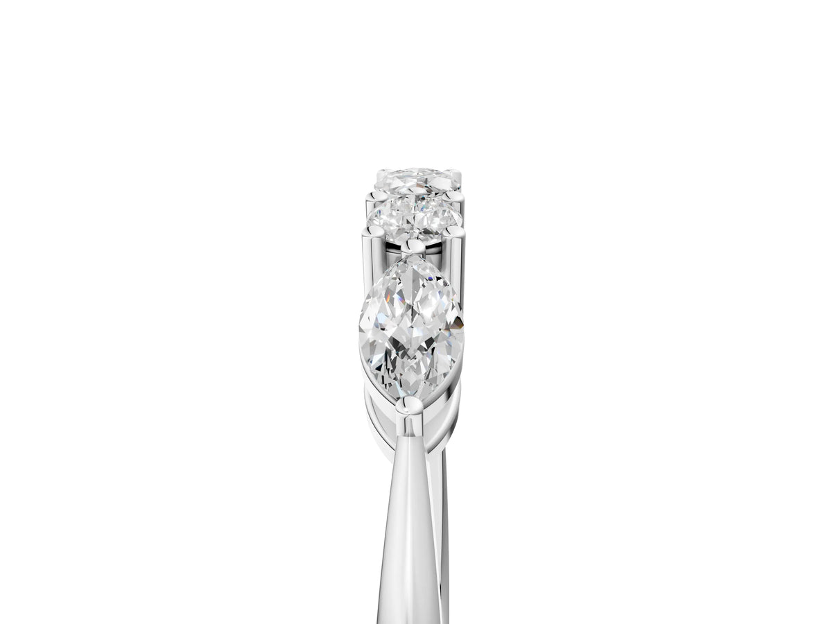 Silver Prong Set Round Diamond Half-Eternity Band_5