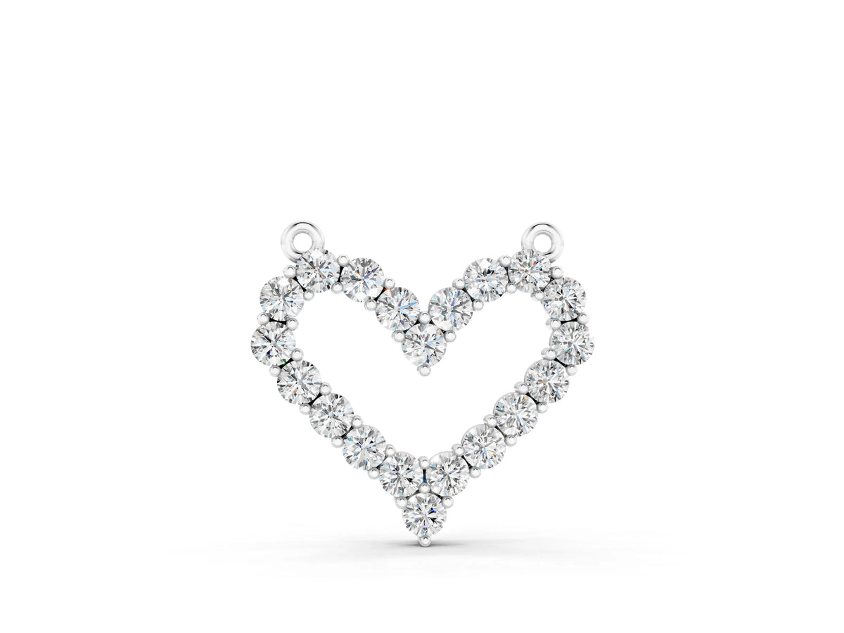 Silver Prong-Set Round Diamond Heart Pendant_4