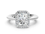 Silver Radiant Cut Cut Diamond Halo Engagement Ring with Split Shank and Four-Prong Setting_6