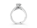 Silver Radiant Cut Diamond Solitaire Ring with Crossover Gallery and Round Pavé Band_9