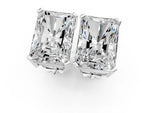 Silver Radiant Cut Diamond Stud Earrings_7