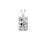 Silver Radiant Diamond Solitaire Pendant with Four Prong Setting_2
