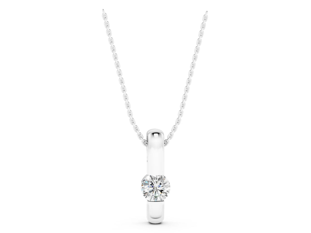 Silver Round Bezel-Set Diamond Pendant_5