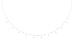 Silver Round Bezel Set Diamond Station Necklace with Cable Chain_2