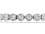 Silver Round Bezel-Set Diamond Tennis Bracelet with Adjustable Box Chain_1