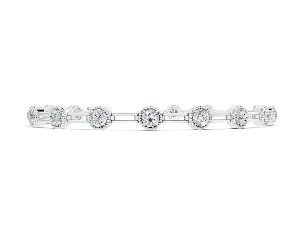 Silver Round Bezel-Set Diamond Tennis Bracelet with Open Link Band_2