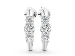 Silver Round Brilliant Diamond U-Hoop Earrings with Prong Setting_4