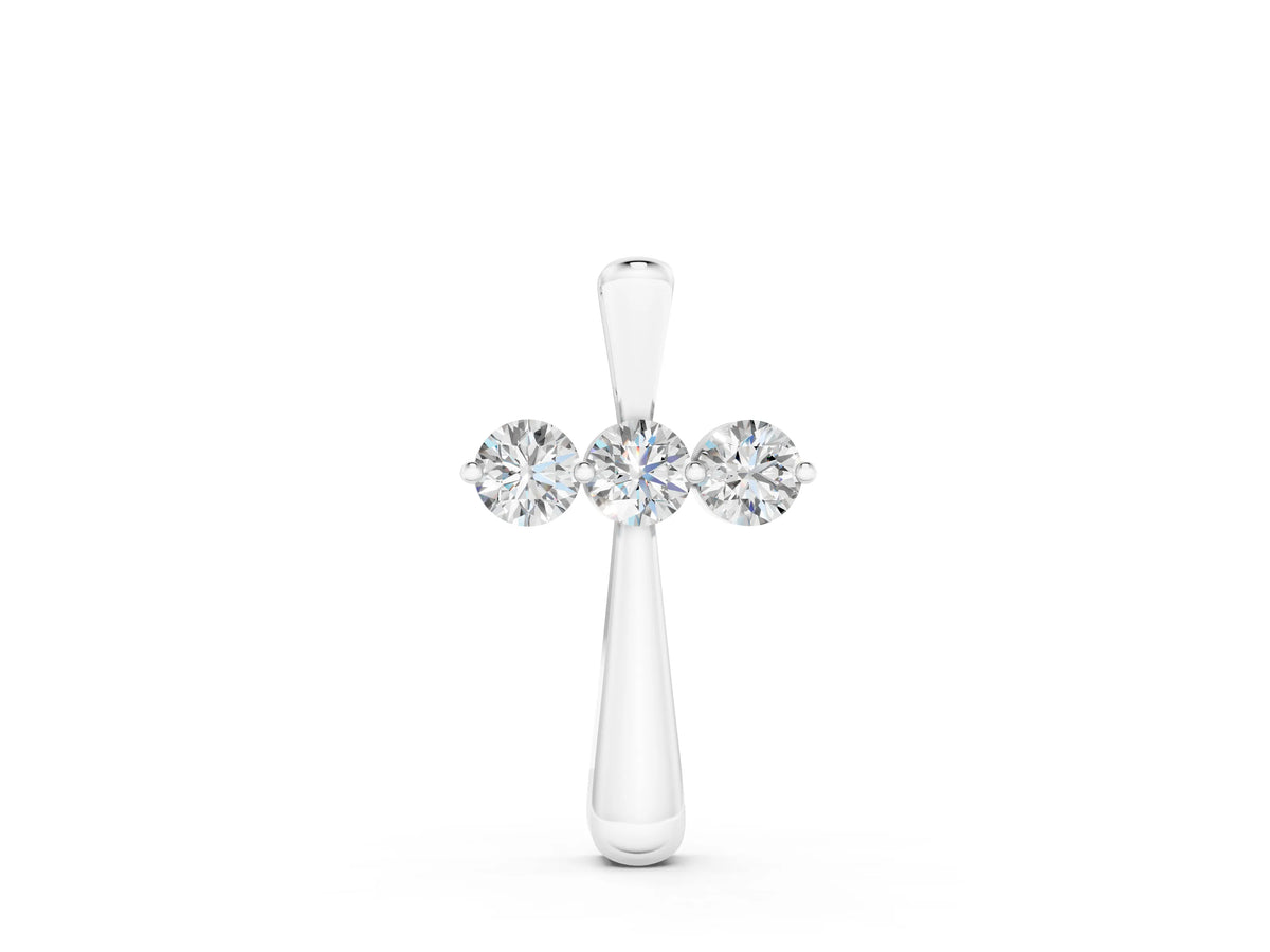 Silver Round Brilliant Three-Stone Prong Set Pendant_2