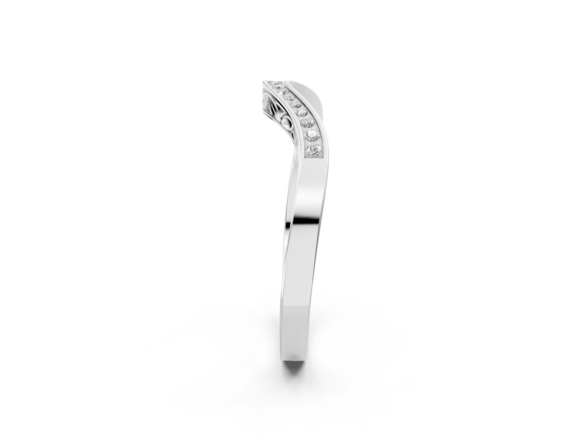 Silver Round Cut Channel Set Wave Band with Pavé Setting_14