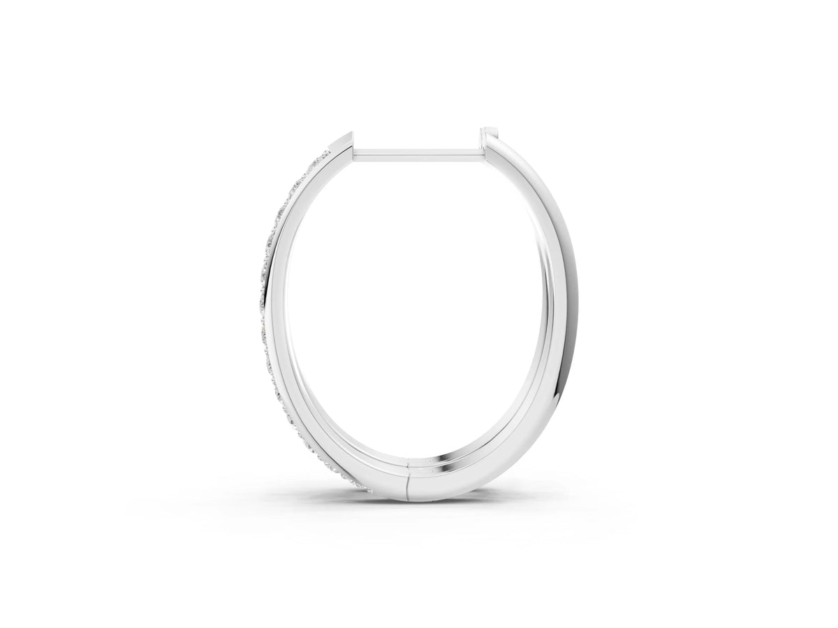 Silver Round Cut Diamond Channel Set Hoop Earrings with Prong Setting_3