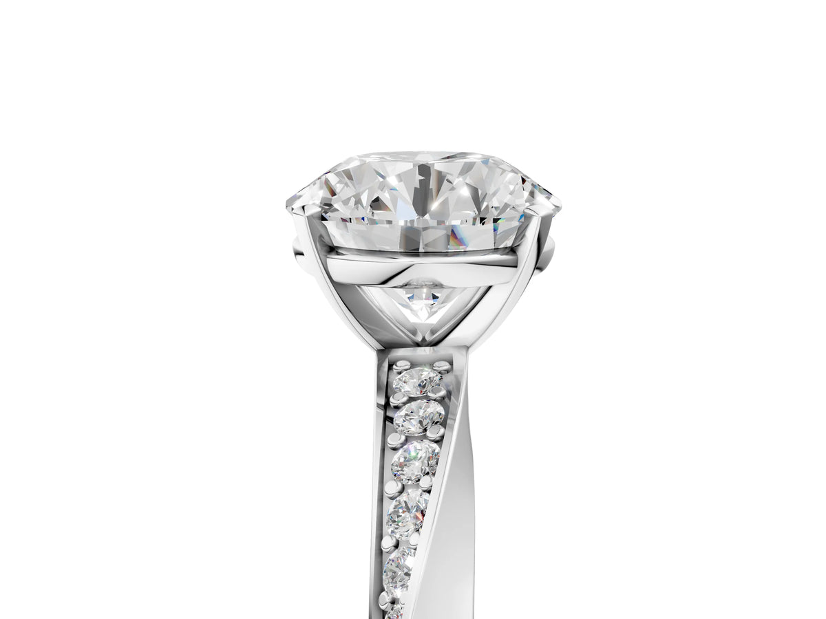 Silver Round Cut Diamond Engagement Ring with Side Stone Accents and Four-Prong Setting_11