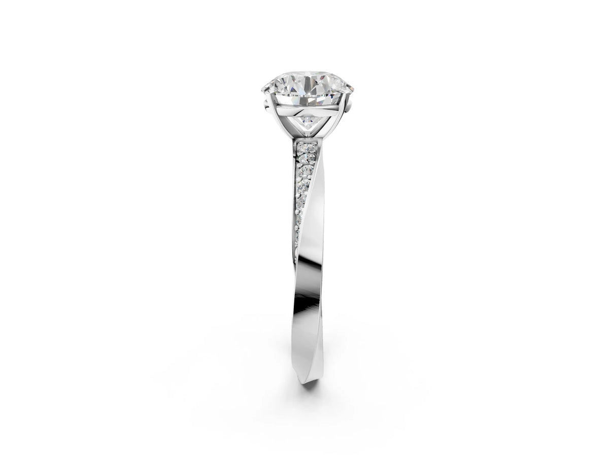 Silver Round Cut Diamond Engagement Ring with Side Stone Accents and Four-Prong Setting_8