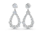 Silver Round Cut Diamond Graduated Shared Prong Drop Earrings_4