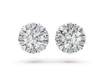 Silver Round Cut Diamond Halo Stud Earrings with Pavé Accents_2