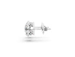 Silver Round Cut Diamond Halo Stud Earrings with Pavé Accents_3