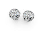 Silver Round Cut Diamond Halo Stud Earrings_7