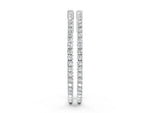 Silver Round Cut Diamond Hoop Earrings with Pavé Setting and Prong Set Stones_2
