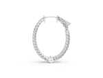 Silver Round Cut Diamond Inside-Out Hoop Earrings in White Gold with Prong Setting_3