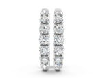 Silver Round Cut Diamond Inside-Out Hoop Earrings with Shared Prong Setting_2