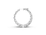 Silver Round Cut Diamond Inside-Out Hoop Earrings with Shared Prong Setting_3