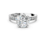 Silver Round Cut Diamond Milgrain Pavé Engagement Ring with Four-Prong Setting_24