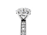 Silver Round Cut Diamond Milgrain Pavé Engagement Ring with Four-Prong Setting_29