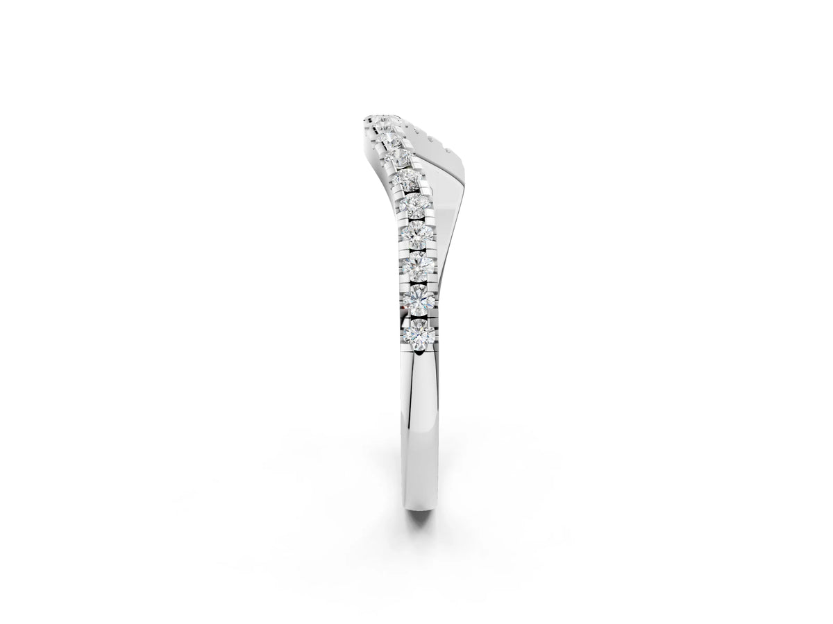 Silver Round Cut Diamond Pavé Curved Band with Shared Prong Setting_14