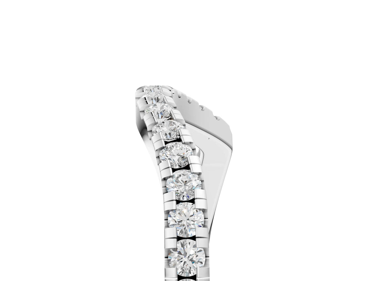 Silver Round Cut Diamond Pavé Curved Band with Shared Prong Setting_17