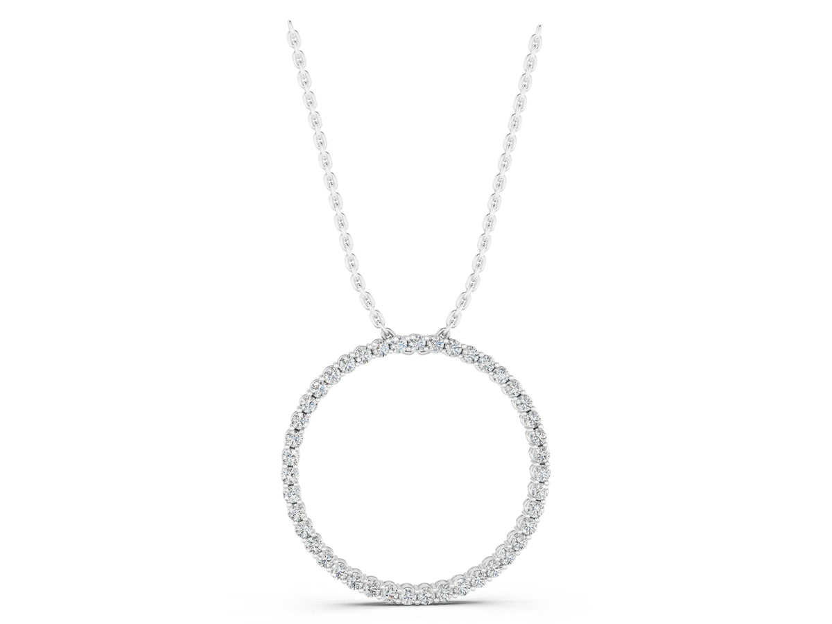 Silver Round Cut Diamond Prong Set Eternity Pendant_5