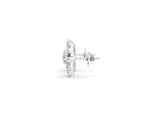 Silver Round Cut Diamond Snowflake Cluster Stud Earrings_5