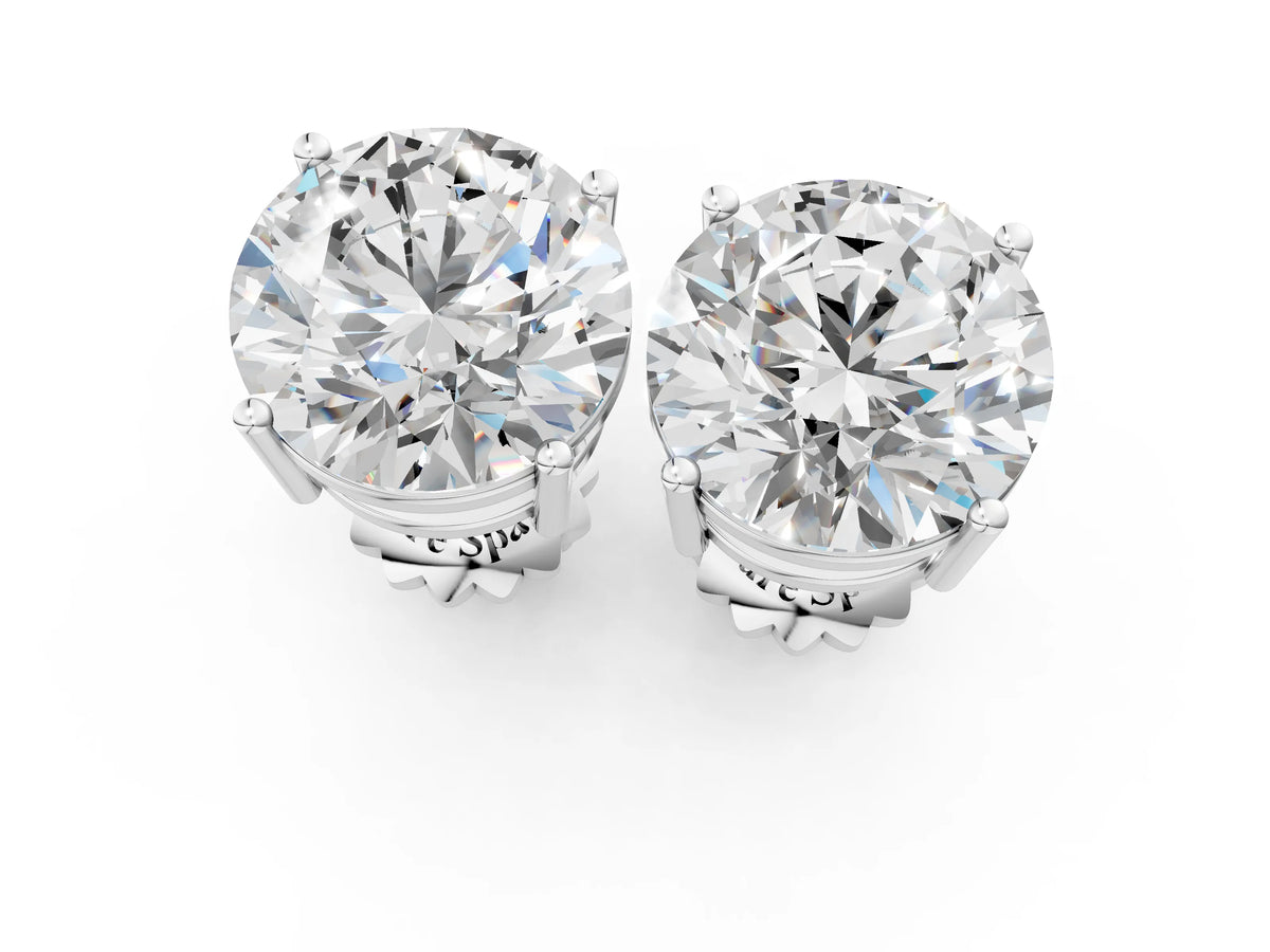 Silver Round Cut Diamond Stud Earrings_1