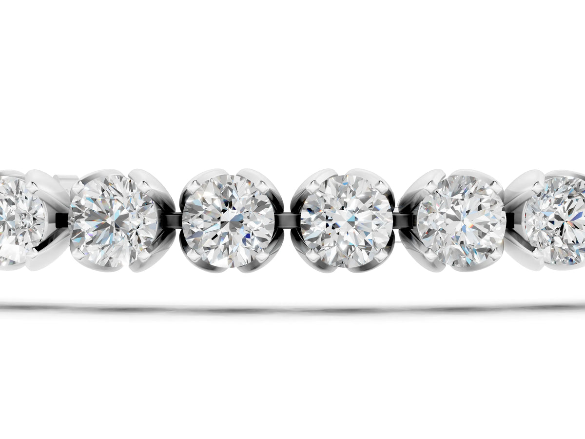 Silver Round Cut Diamond Tennis Bracelet with Claw Prong Setting_3