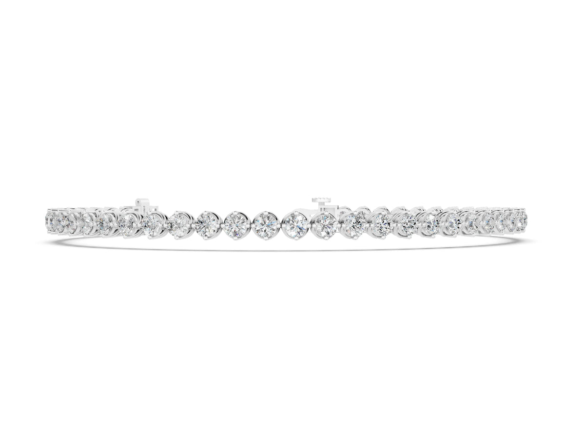 Silver Round Cut Diamond Tennis Bracelet with Prong Setting and Twisted Band_2
