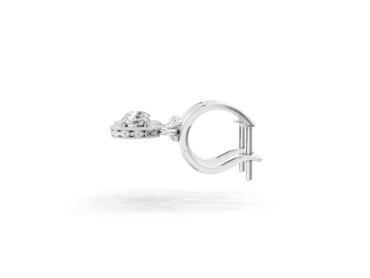 Silver Round Cut Milgrain Bezel Set Leverback Earrings_5